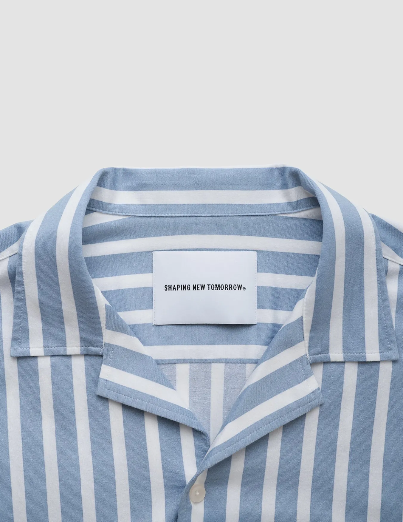 Bowling Short Sleeve Shirt Bold Stripes Light Blue