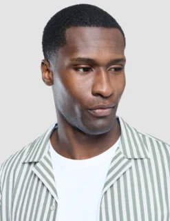 Bowling Short Sleeve Shirt Green Stripes