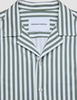 Bowling Short Sleeve Shirt Green Stripes