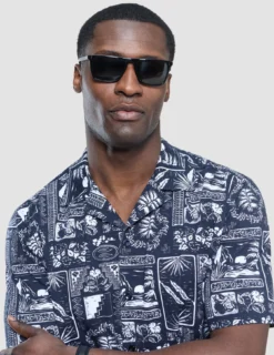 Bowling Short Sleeve Shirt Navy Tropic