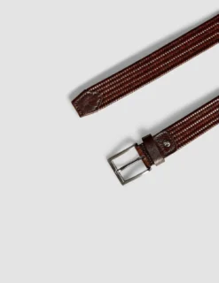 Braided Leather Belt Dark Brown