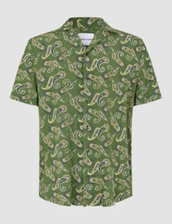 Breeze Bowling Short Sleeve Shirt Green Paisley