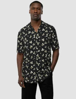 Breeze Bowling Short Sleeve Shirt Black Flowers
