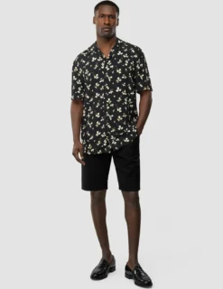 Breeze Bowling Short Sleeve Shirt Black Flowers