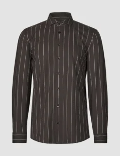 Classic Shirt Brown Pinstripes Regular