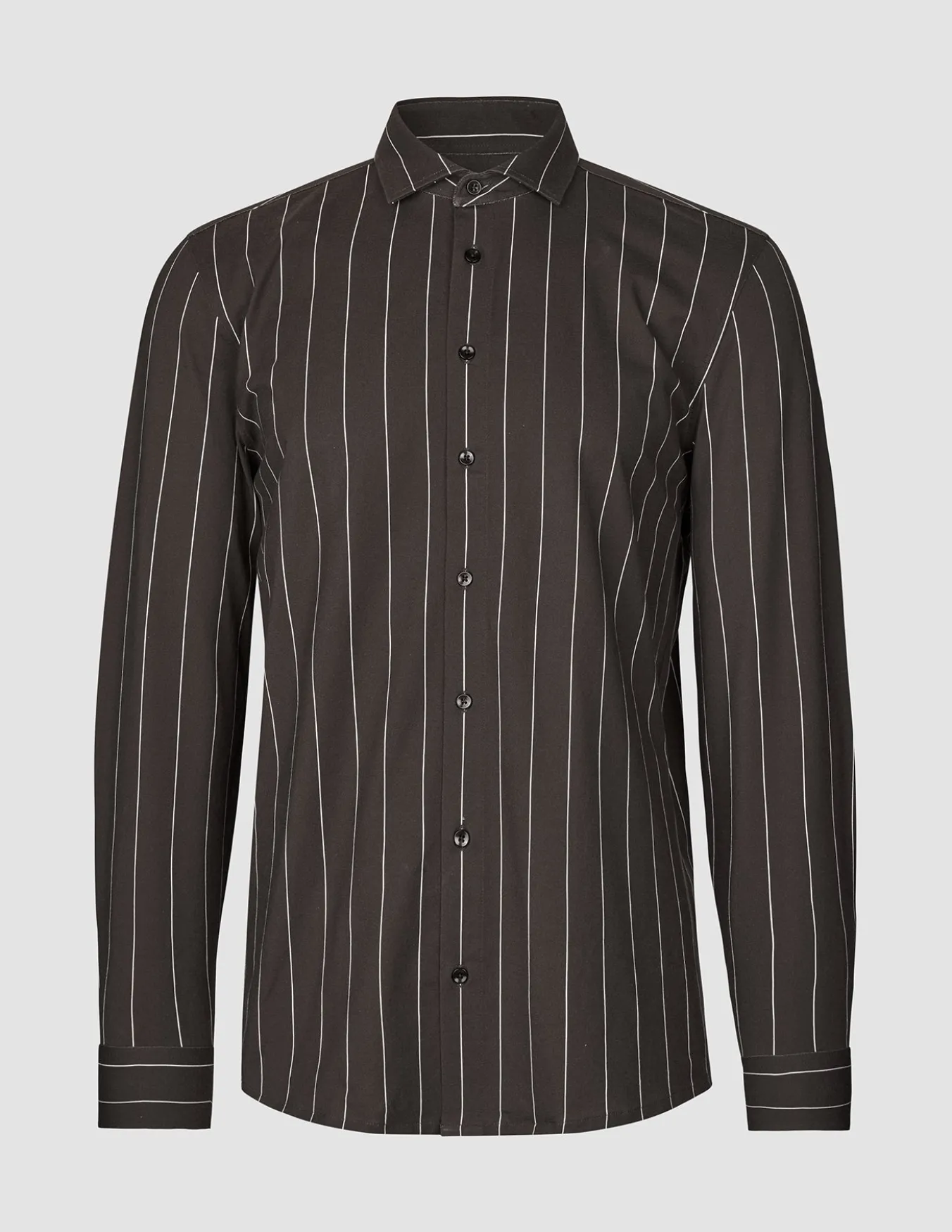 Classic Shirt Brown Pinstripes Regular