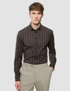 Classic Shirt Brown Pinstripes Regular