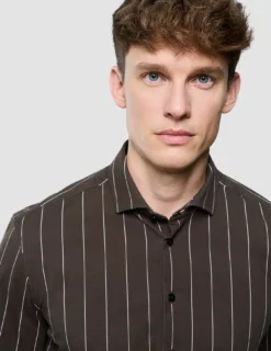 Classic Shirt Brown Pinstripes Regular