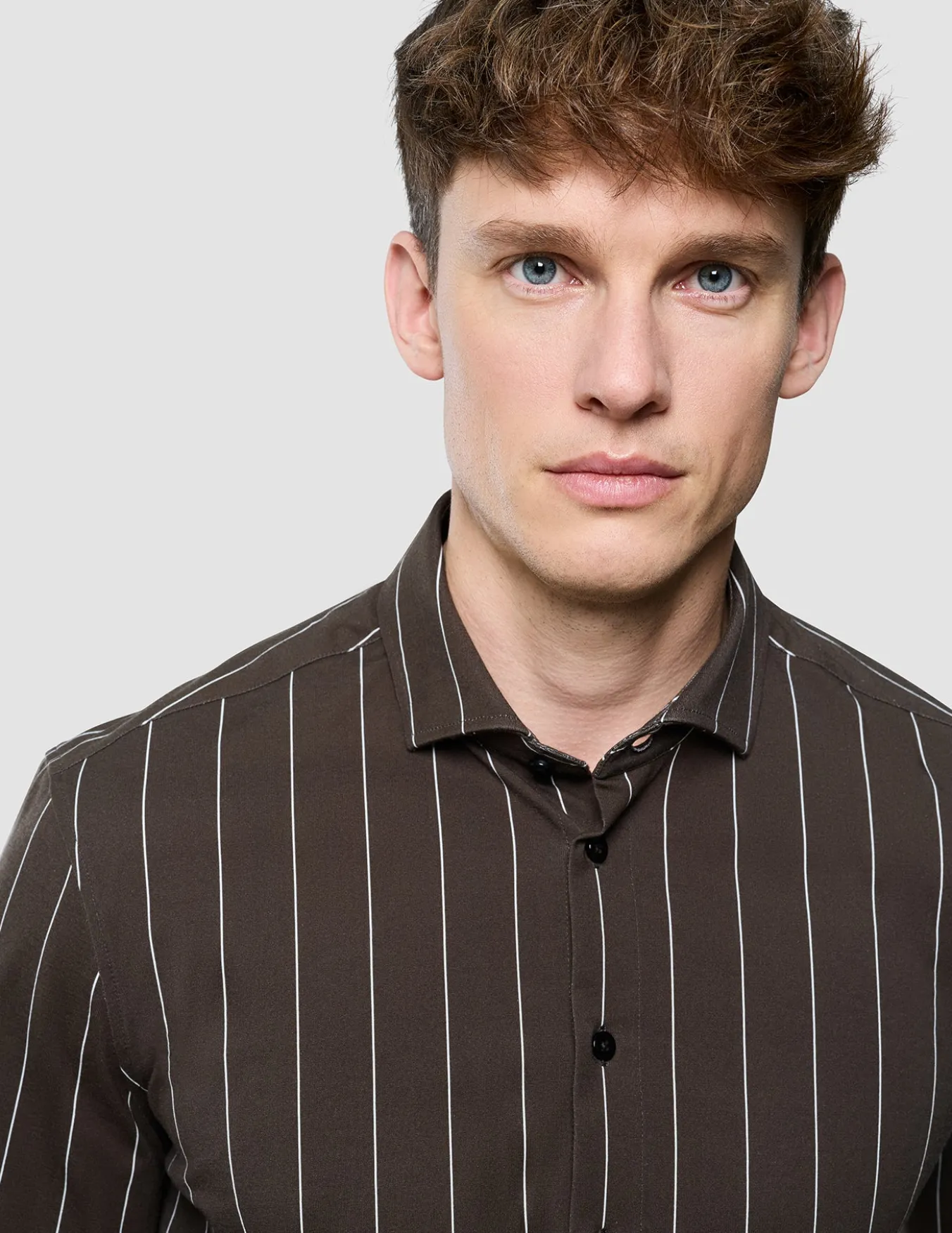Classic Shirt Brown Pinstripes Regular