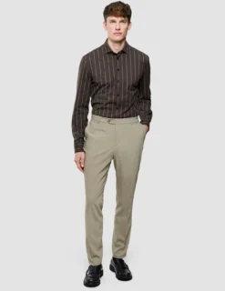 Classic Shirt Brown Pinstripes Slim
