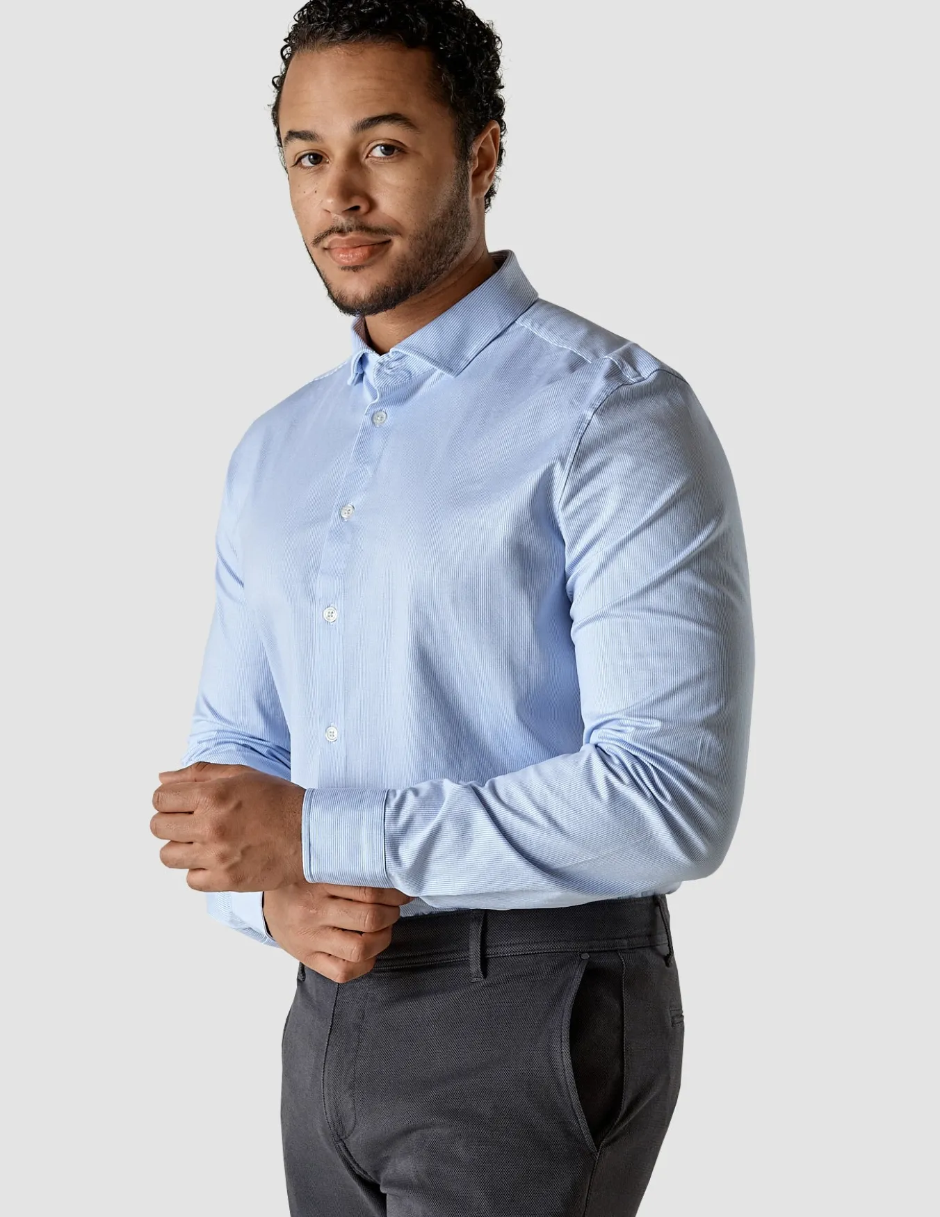 Classic Shirt Light Blue Stripes Slim