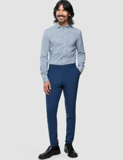 Classic Shirt Marine Herringbone Regular