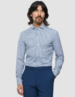 Classic Shirt Marine Herringbone Slim