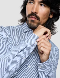 Classic Shirt Marine Herringbone Slim