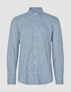 Classic Shirt Marine Herringbone Slim