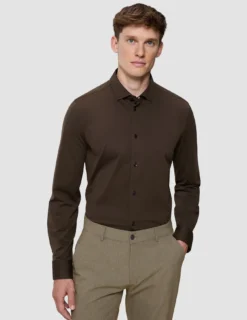 Classic Shirt Saddle Brown Slim