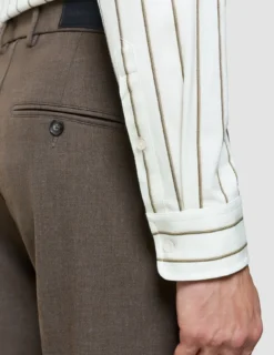Classic Shirt Sand Herringbone Stripes Regular