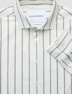 Classic Shirt Sand Herringbone Stripes Regular