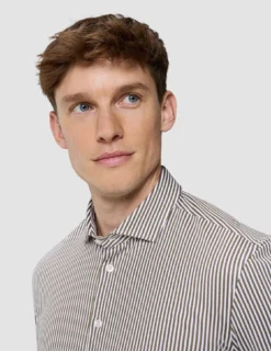 Classic Shirt Shadow Brown Stripe Slim