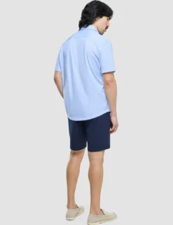 Classic Short Sleeve Shirt Light Blue Stripes
