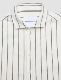 Classic Short Sleeve Shirt Sand Herringbone Stripes