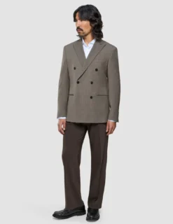 Double Breasted Essential Blazer Almond