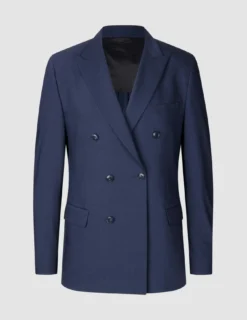 Double Breasted Tech Wool Blazer Navy