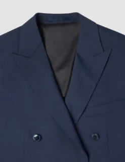 Double Breasted Tech Wool Blazer Navy