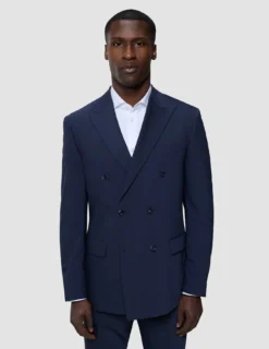 Double Breasted Tech Wool Blazer Navy