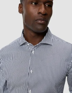 Elevated Shirt Navy Stripe Thin Regular