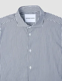 Elevated Shirt Navy Stripe Thin Regular
