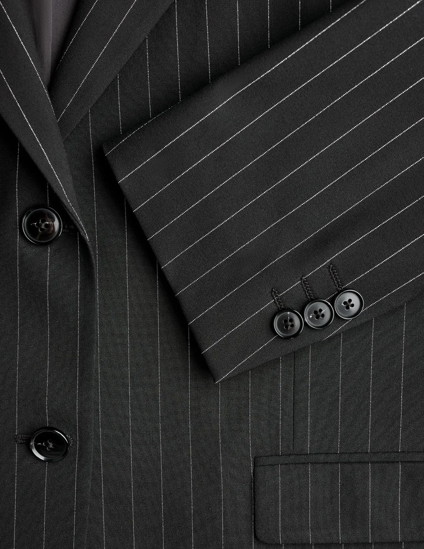 Essential Blazer Black Silver Pinstripe