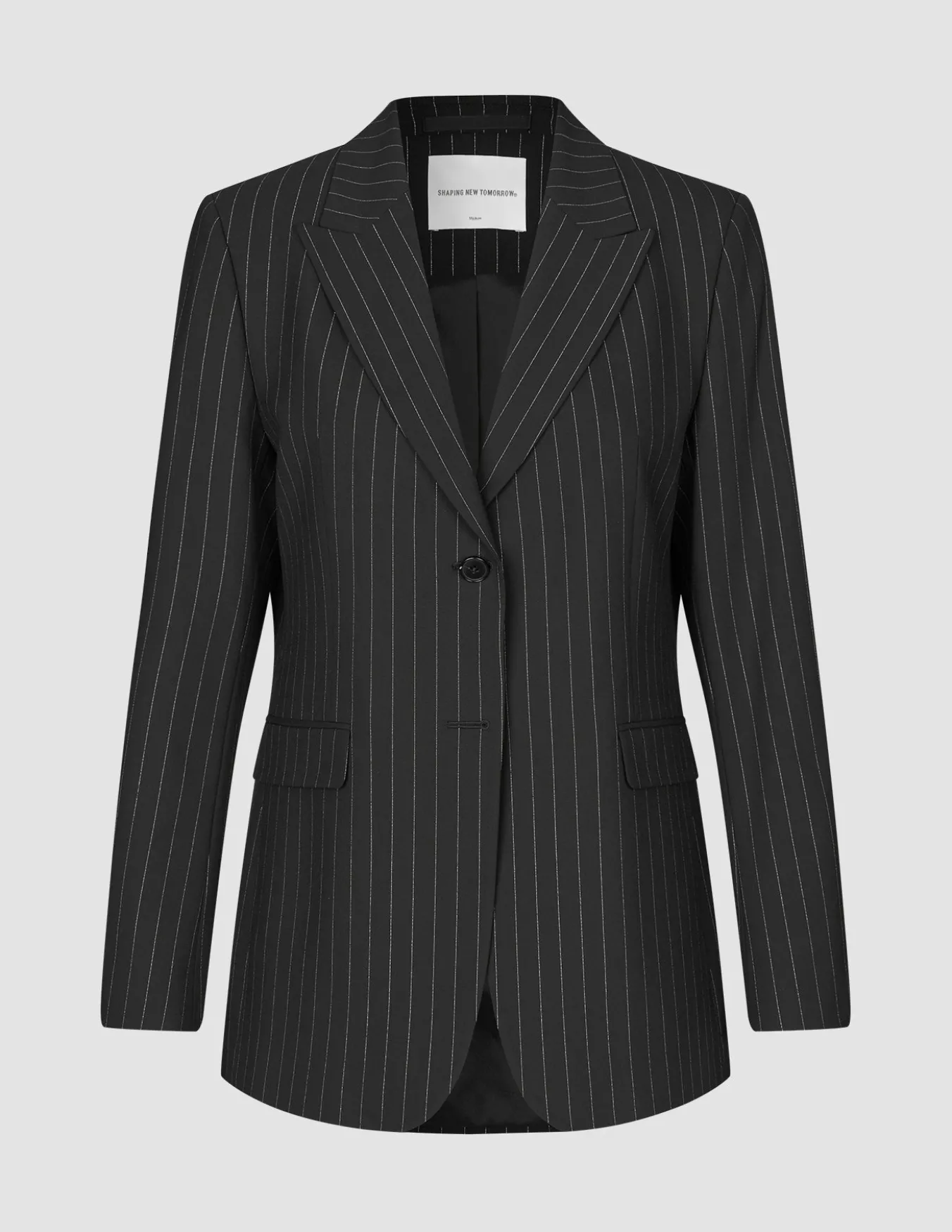 Essential Blazer Black Silver Pinstripe