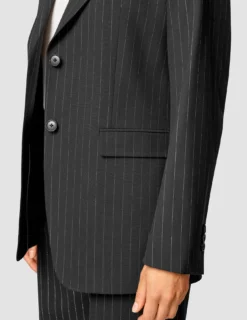 Essential Blazer Black Silver Pinstripe