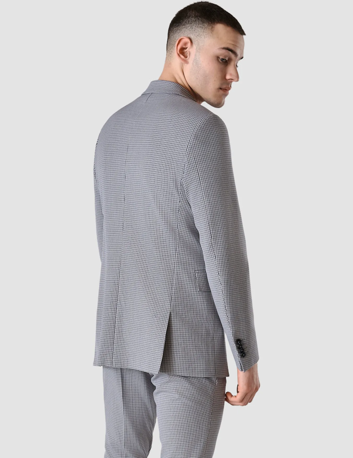 Essential Blazer Regular Duo Check Blue