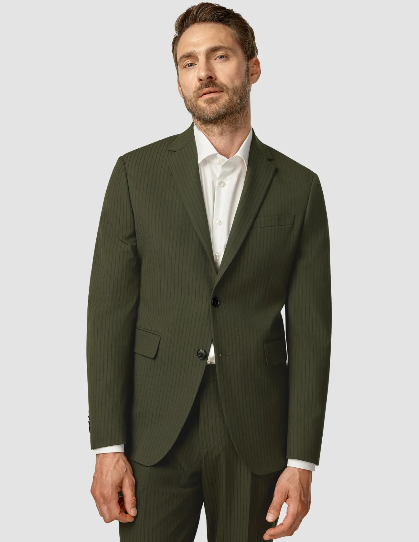 Essential Blazer Regular Moss Green Pinstripe