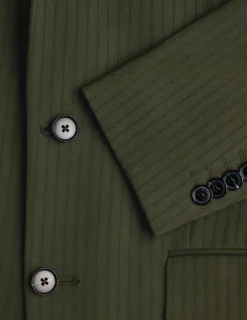 Essential Blazer Regular Moss Green Pinstripe