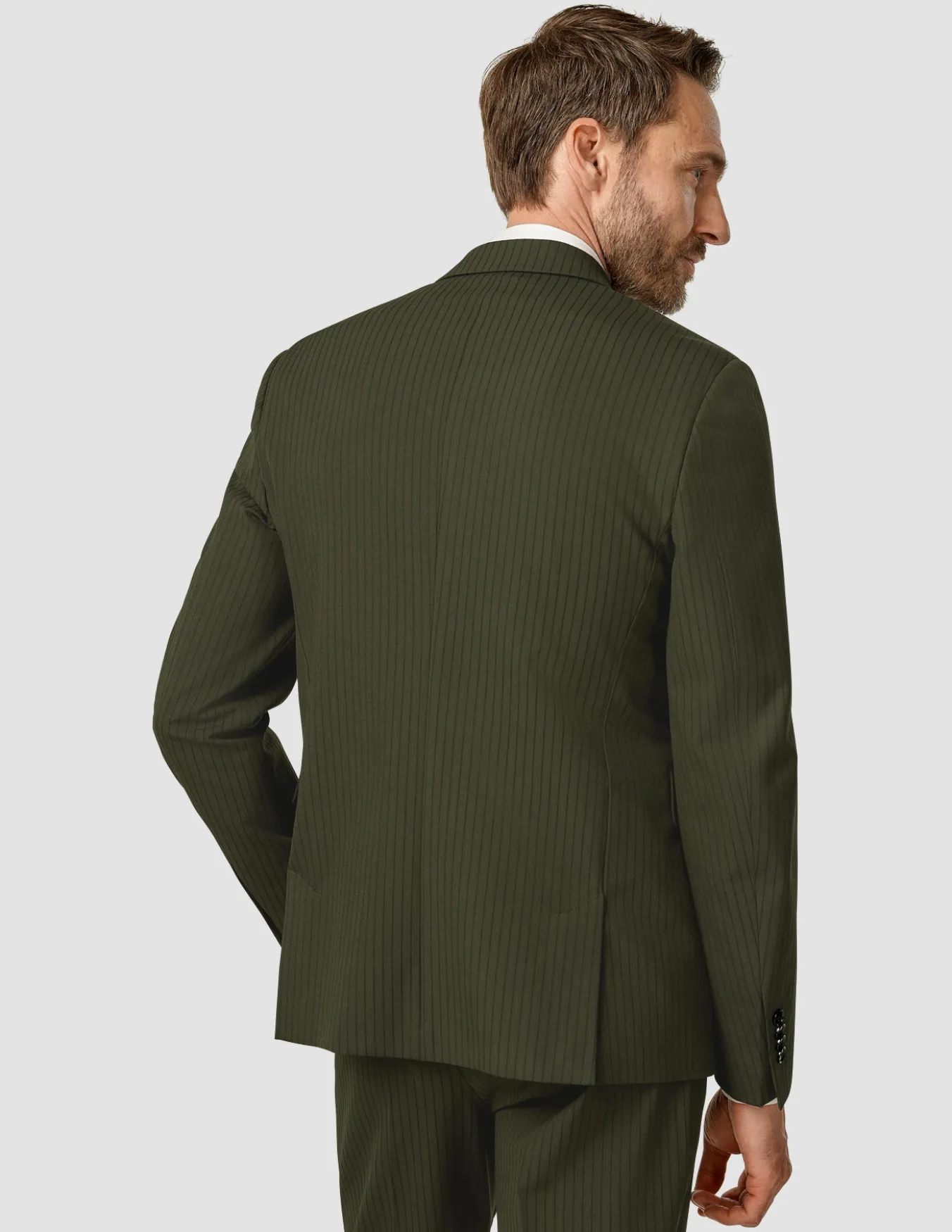 Essential Blazer Regular Moss Green Pinstripe