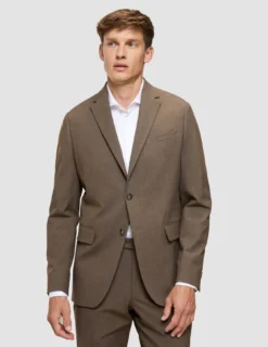 Essential Blazer Slim Saddle Brown Melange