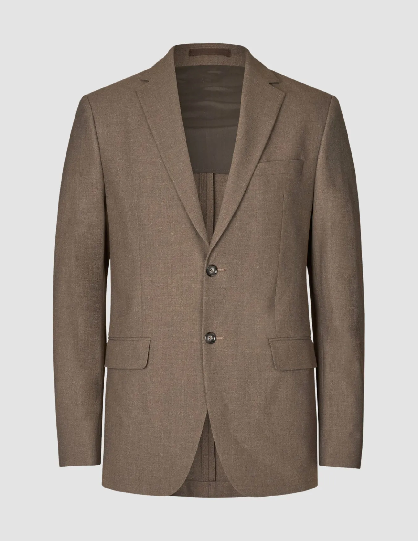 Essential Blazer Slim Saddle Brown Melange