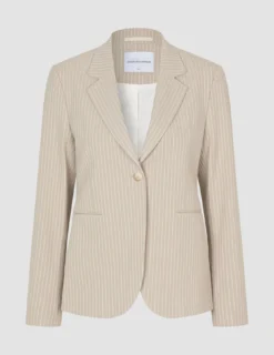 Essential Fitted Blazer Island Sand Pinstriped
