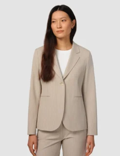 Essential Fitted Blazer Island Sand Pinstriped