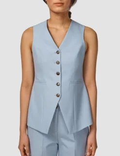 Essential Long Vest Sky Blue Melange