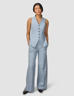 Essential Long Vest Sky Blue Melange