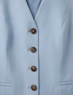 Essential Long Vest Sky Blue Melange