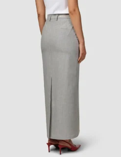 Essential Maxi Skirt Light Grey Pinstriped