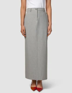 Essential Maxi Skirt Light Grey Pinstriped