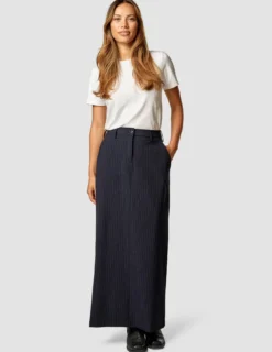 Essential Maxi Skirt Navy Pinstripe
