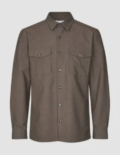 Essential Overshirt Saddle Brown Melange