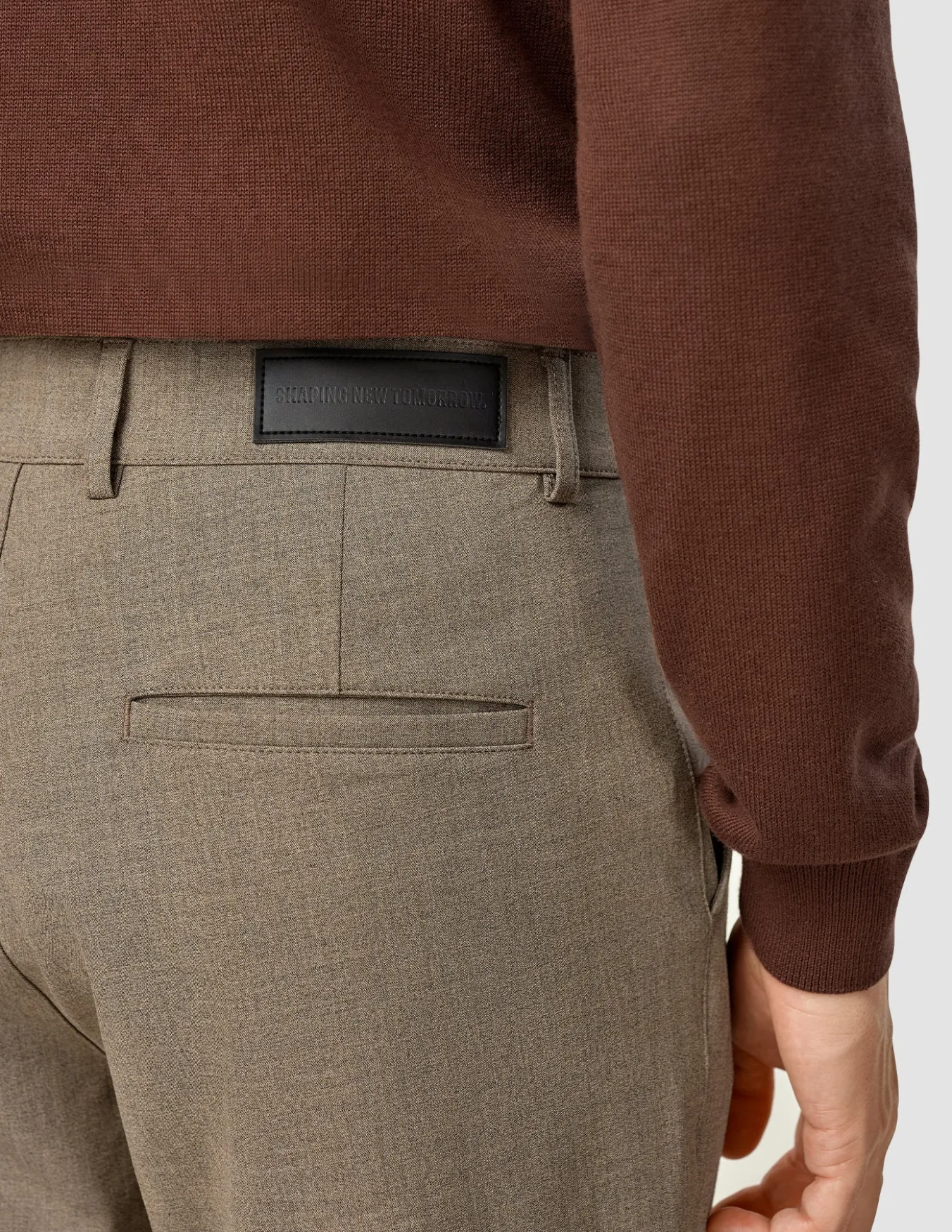 Essential Pants Slim Dark Beige Melange